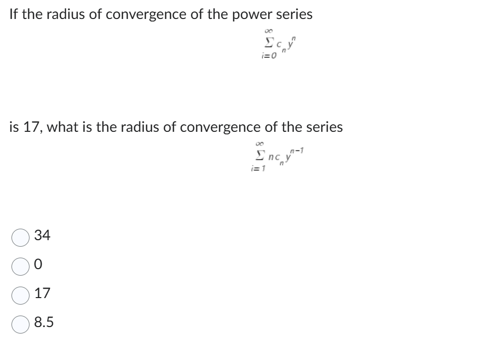 I f the radius o f convergence o f the power