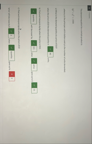 4 7 / 8 points The demand equation for a certain