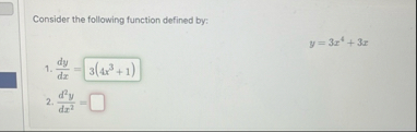 Consider the following function defined by: y = 3