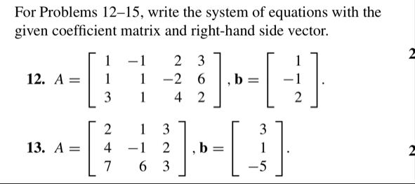For Problems 1 2 - 1 5 , write the system of