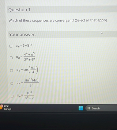 Question 1 Which of these sequences are