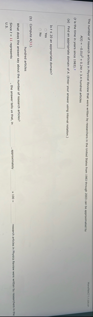 The number of research articles in Physical