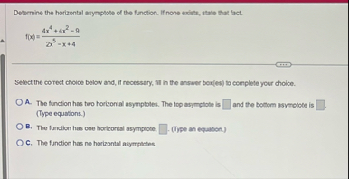 Determine the horizontal asymptote of the
