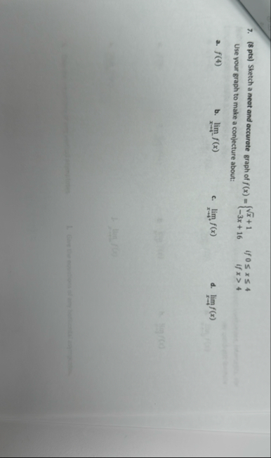 ( 8 pts ) Sketch a neat and accurate graph of f (