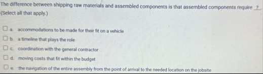 The difference between shipping raw materials and
