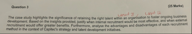 Question 3 ( 2 5 Marks ) units unt 2 The case