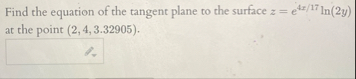 Find the equation of the tangent plane to the