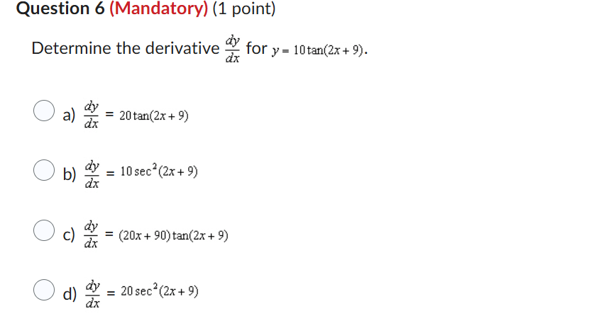 Question 6 ( M a n d a t o r y ) ( 1 point )