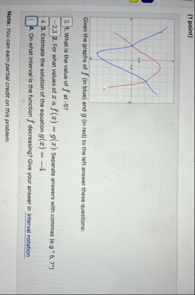 ( 1 point ) Given the graphs of J ( in blue ) and