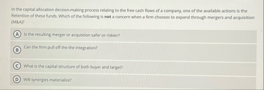 In the capital allocation decrion - maing process
