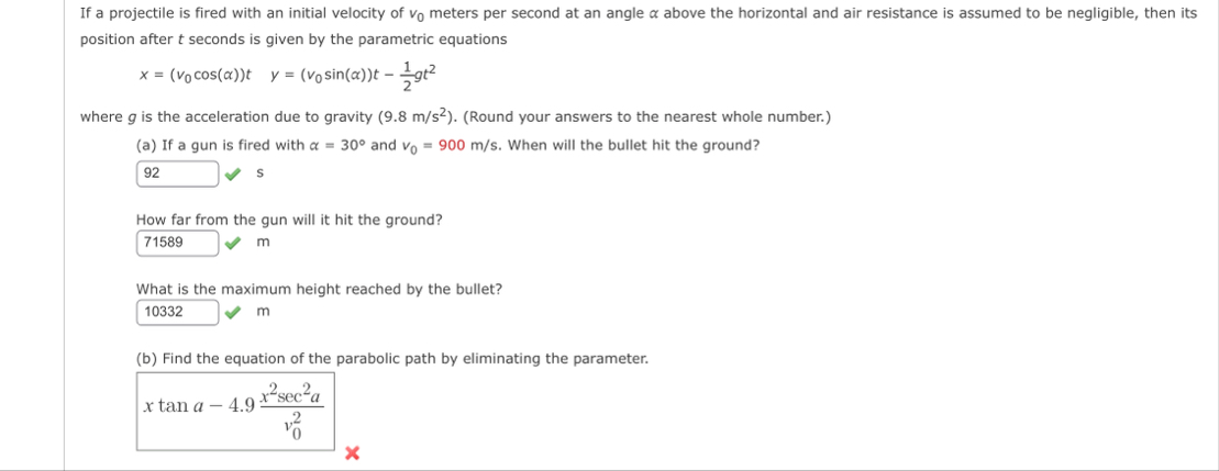 If a projectile is fired with an initial velocity