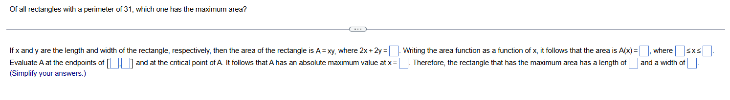 Of all rectangles with a perimeter of 3 1 , which