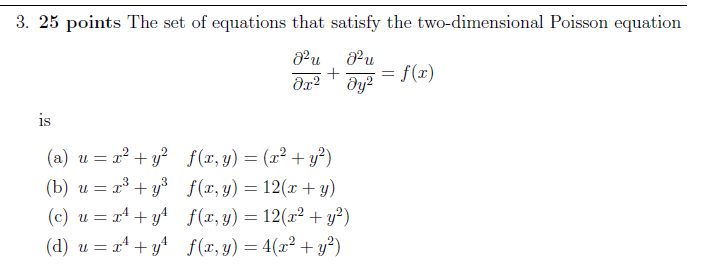 2 5 points The set o f equations that satisfy the