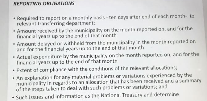 REPORTING OBLIGATIONS Required to report on a