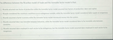 he difference between the Bicanlan model ol trade