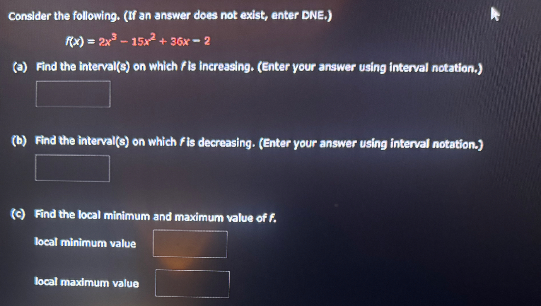 Consider the following. ( If an answer does not