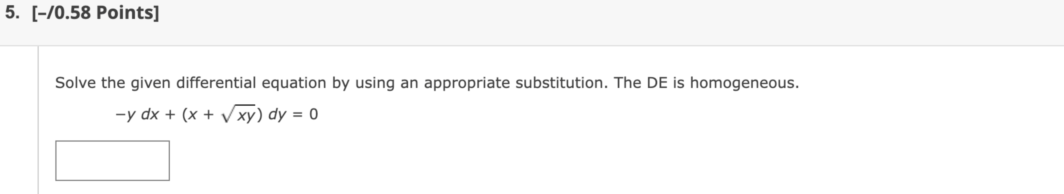 [ - 0 . 5 8 Points ] Solve the given differential