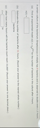 A certain culture of the bacterium Streptococcus