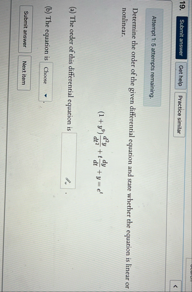 Attempt 1 : 5 attempts remaining. Determine the