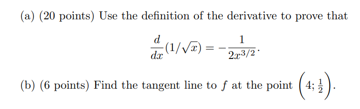 ( a ) ( 2 0 points ) Use the definition o f the
