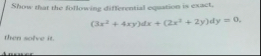 Show that the following differential equation is