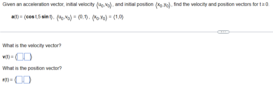 Given a n acceleration vector, initial velocity (