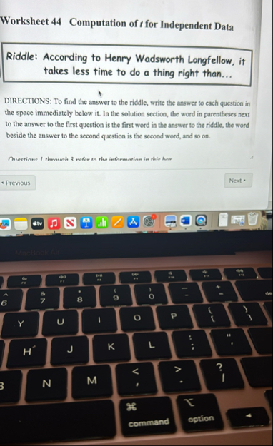 Worksheet 4 4 Computation of t for Independent