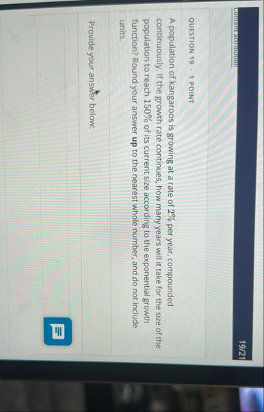 1 9 / 2 1 contencaturioution QUESTION 1 9 1 POINT