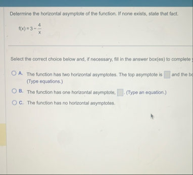 Determine the horizontal asymptote of the