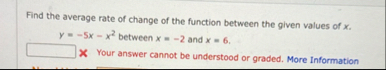 Find the average rate of change of the function