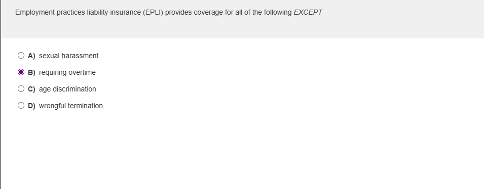 Employment practices liability insurance ( EPLI )