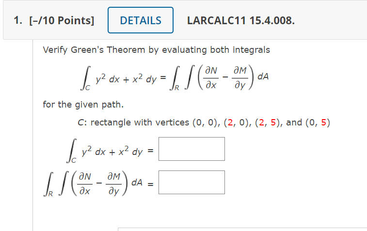 1 2 . Use Green s theorem to evaluate the