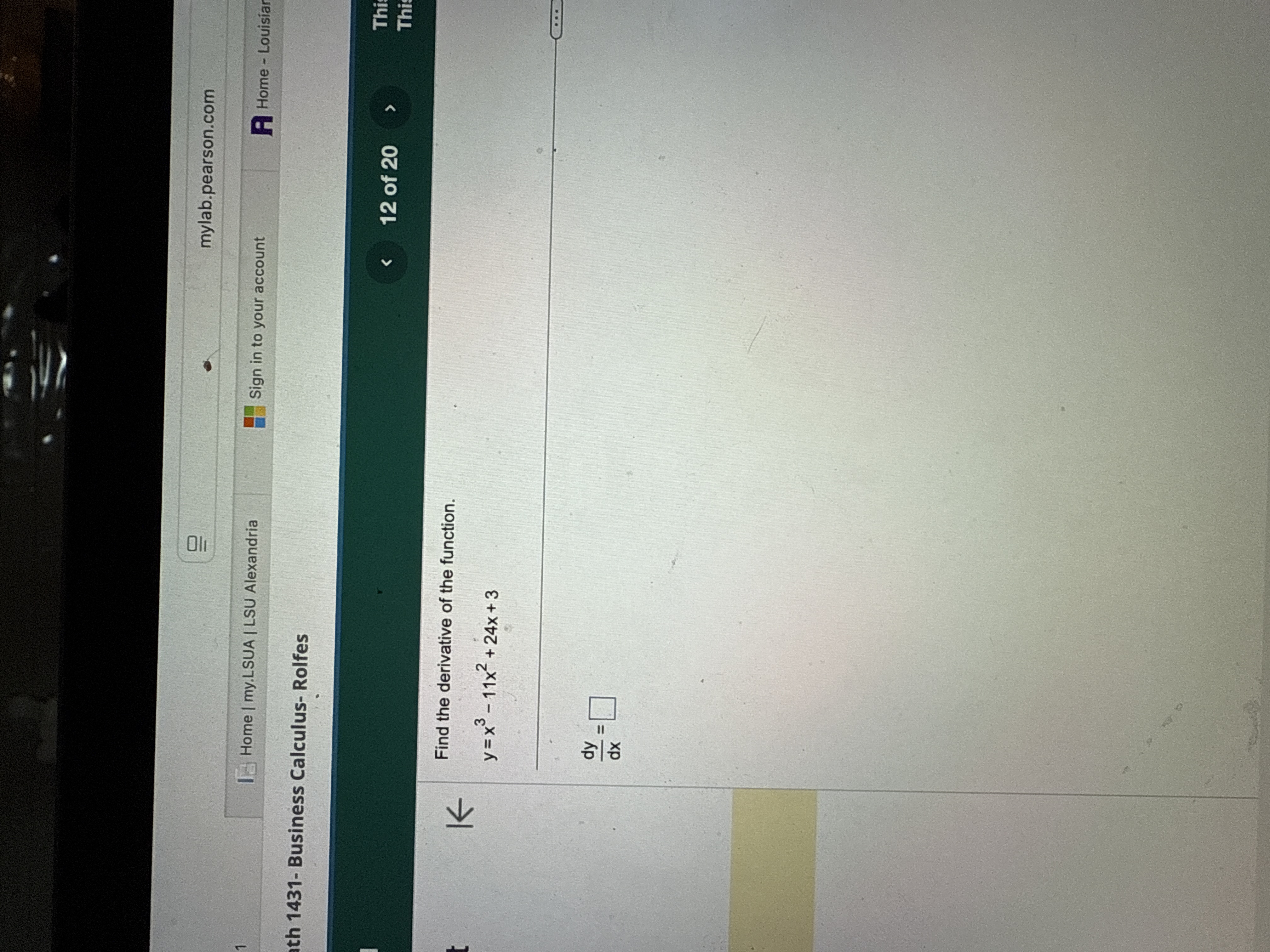 1 2 o f 2 0 Find the derivative o f the function.