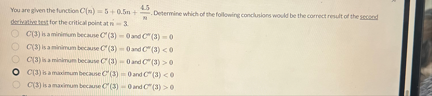You are given the function C ( n ) = 5 0 . 5 n 4