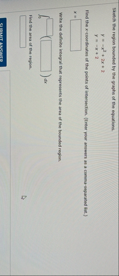 Sketch the region bounded by the graphs of the