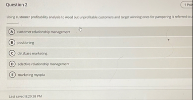 Question 2 1 Poil Using customer profinablity