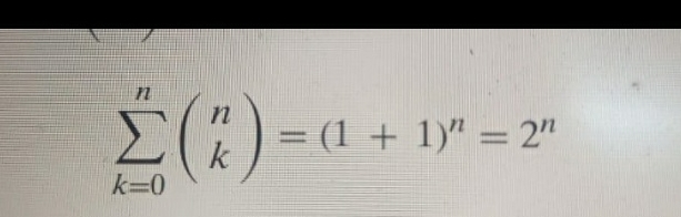 k = 0 n ( n k ) = ( 1 + 1 ) n = 2 n