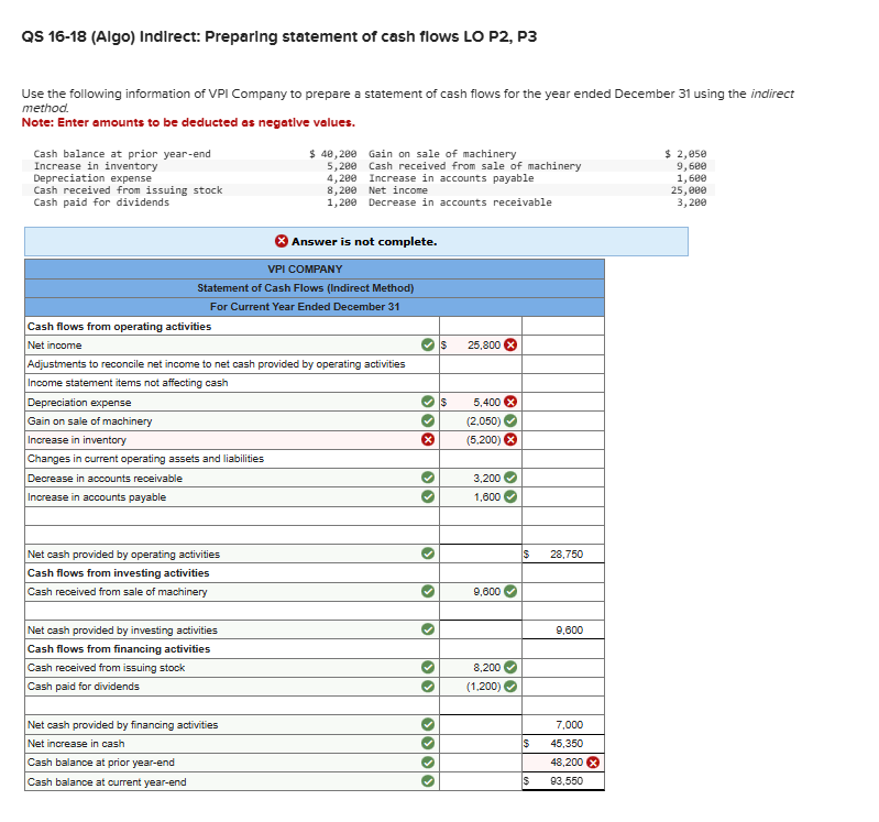 QS 1 6 - 1 8 ( Algo ) Indirect: Preparing
