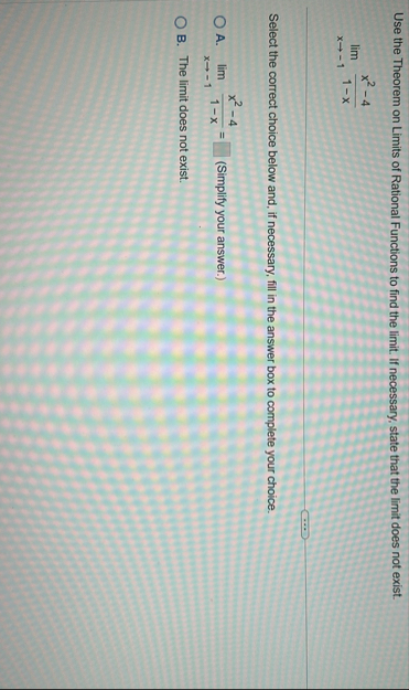 Use the Theorem on Limits of Rational Functions