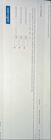 Your last submission is used for your score. ( 0