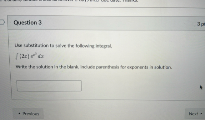Question 3 Use substitution to solve the