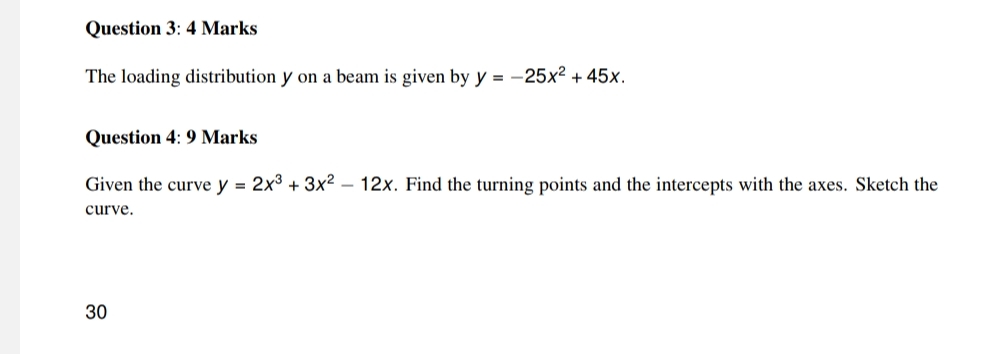 Question 3 : 4 Marks The loading distribution y