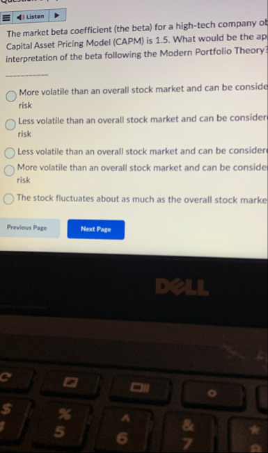 The market beta coefficient ( the beta ) for a