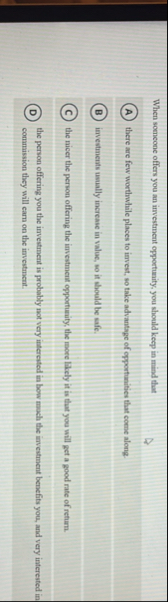 When someone offers you an investment