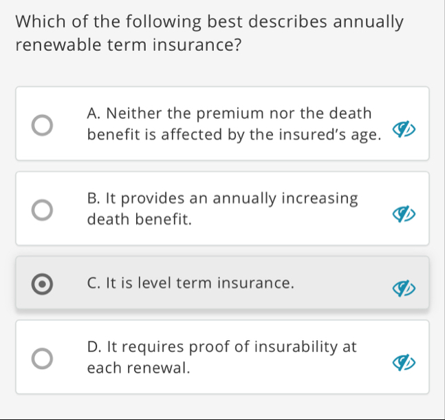 Which of the following best describes annually