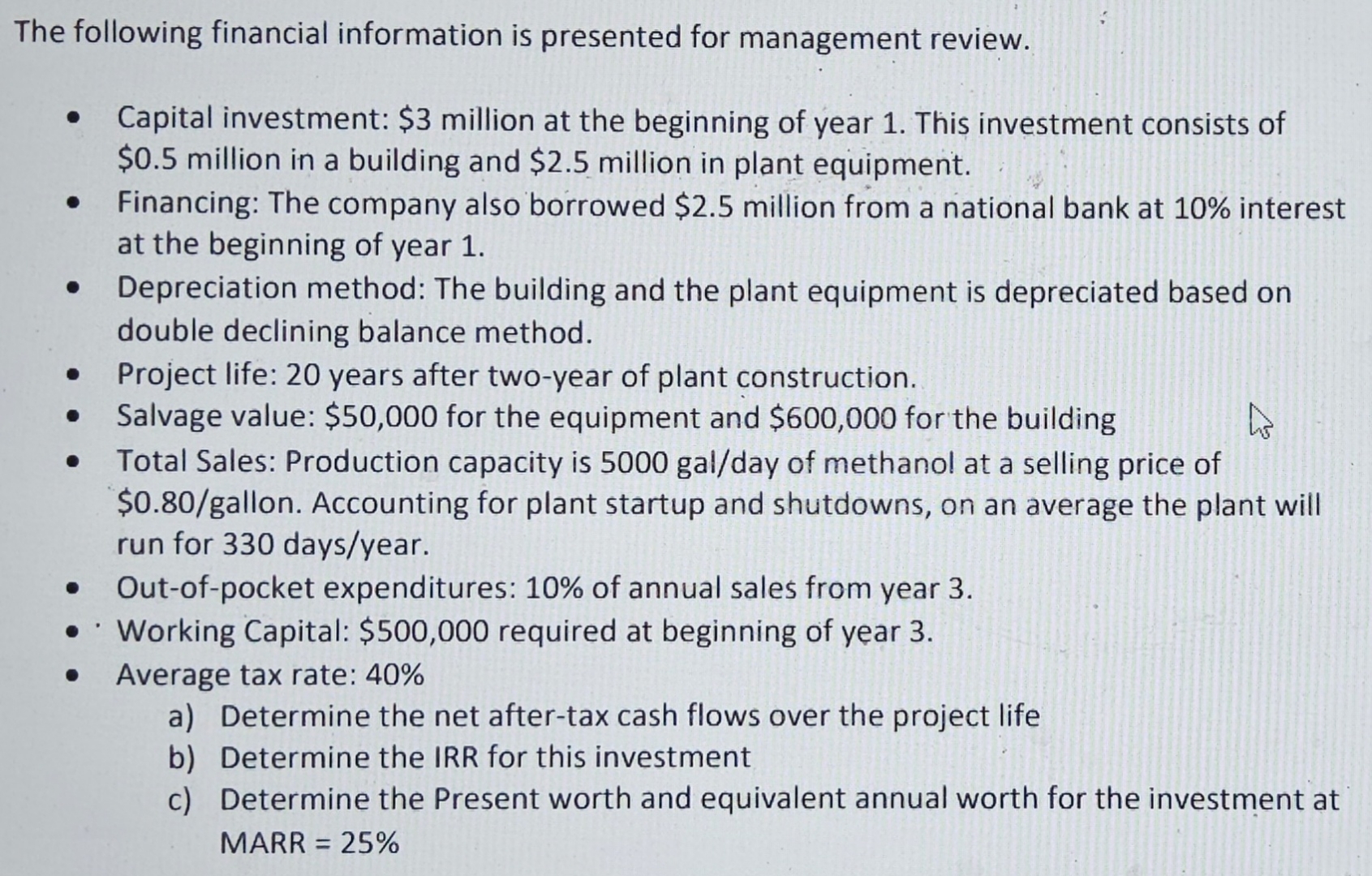 The following financial information is presented