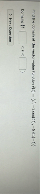 Find the domain of the vector - value function