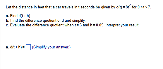 Let the distance i n feet that a car travels i n