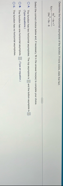 Determine the horizontal asymptote of the