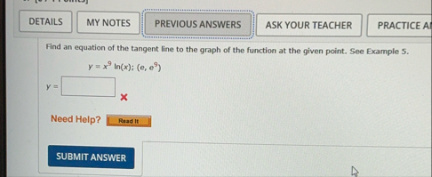Find an equation of the tangent line to the graph